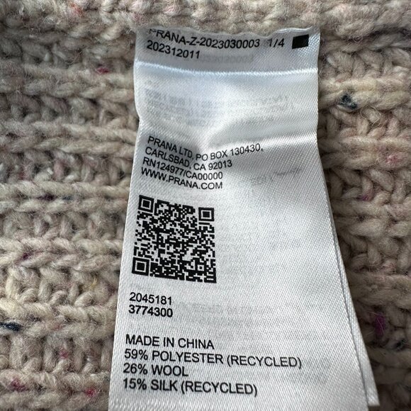 prAna Women's Laurel Creek 1/4 Zip Cable Knit Cozy Sweater, Size Small, Oatmeal - Picture 9 of 14